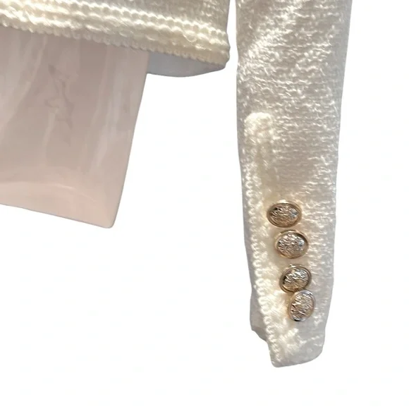 NEW Tweed like Lady Jacket w beautiful details summery light weight. Fits like M - Picture 7 of 9